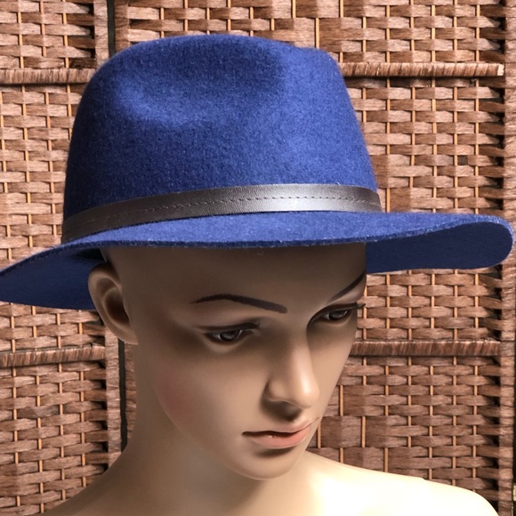 Staring at Stars Accessories - Urban Outfitters Blue Wool Flat Brim Hat